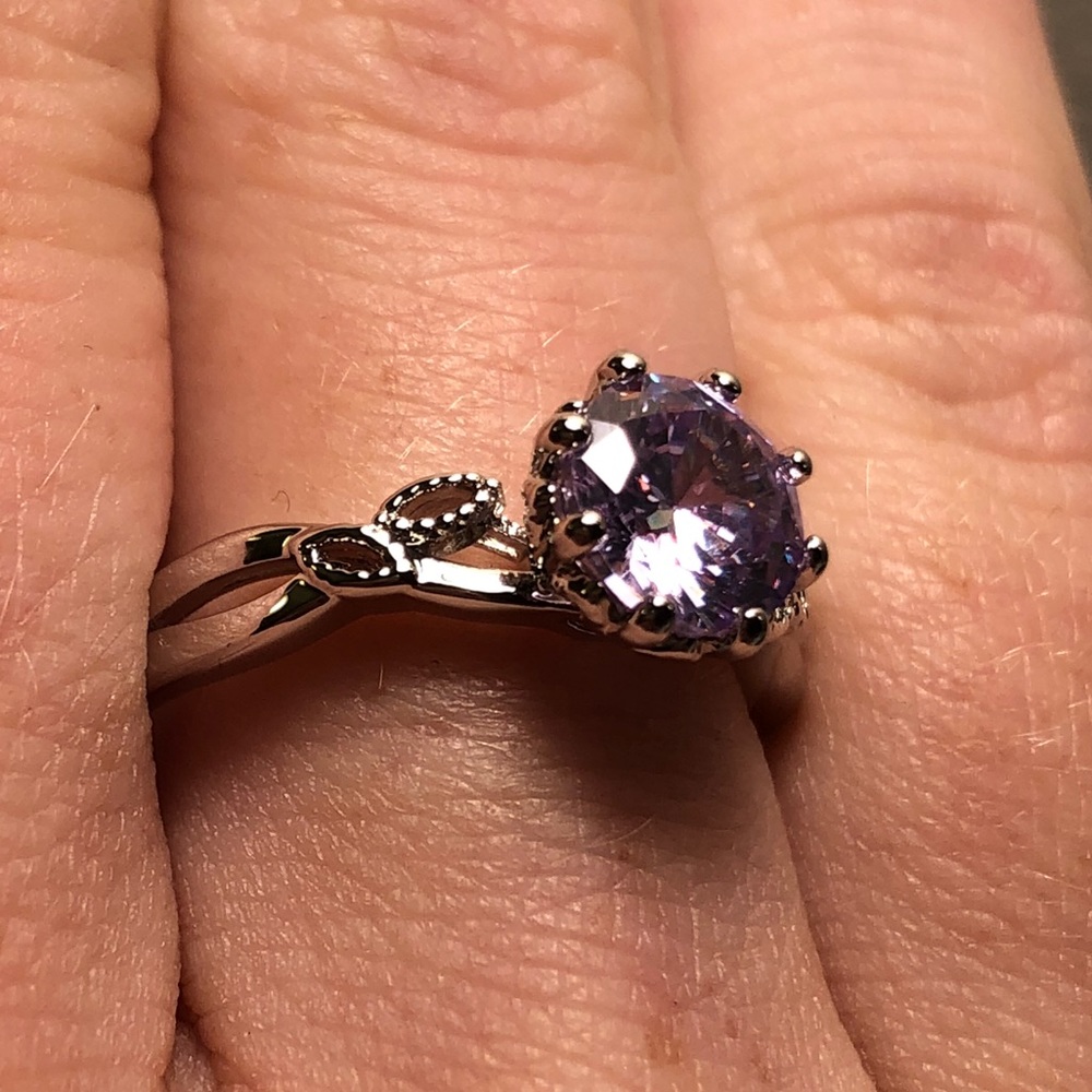Lavender and leaves engagement ring size 7